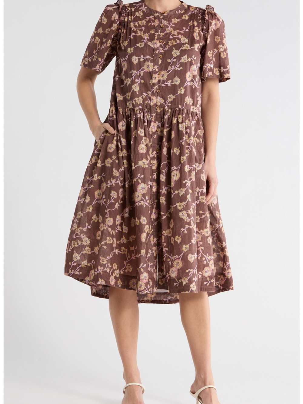 NEW Free People Bella Mae Cotton Floral Midi Dress, XS
